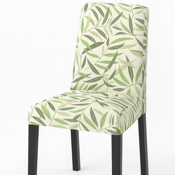 IKEA BERGMUND Chair Cover FÅGELFORS Green Leaf Print Dining Chair Open Pack - Picture 1 of 5